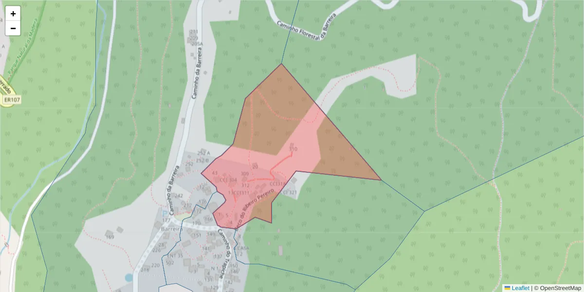 Mapa detalhado do código postal 9020-268 com limites, códigos postais vizinhos e agências dos correios