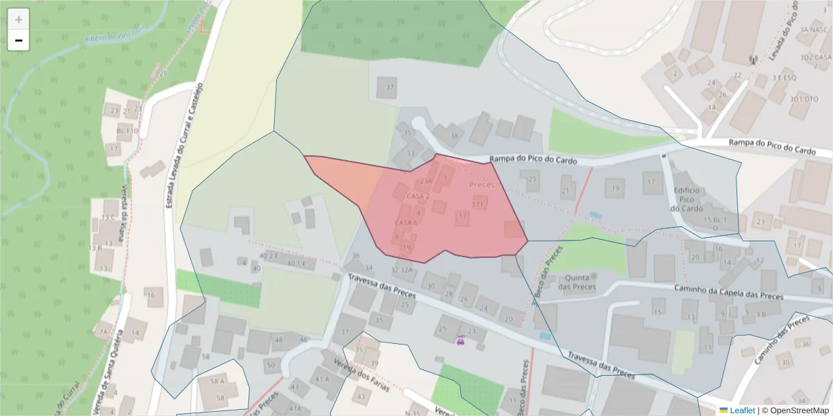 Mapa detalhado do código postal 9020-270 com limites, códigos postais vizinhos e agências dos correios