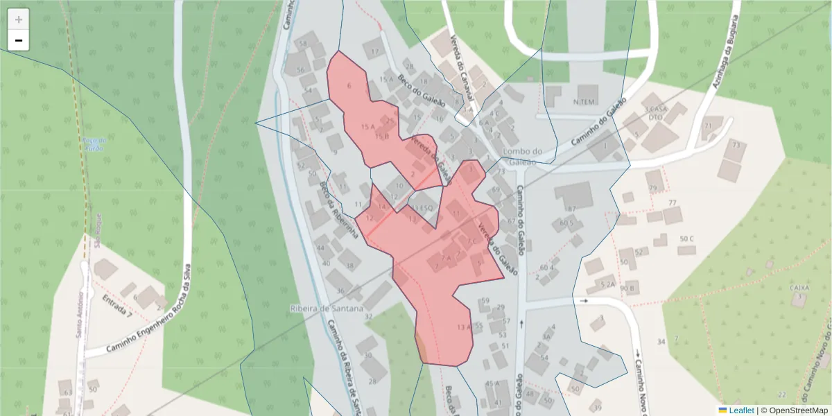 Mapa detalhado do código postal 9020-285 com limites, códigos postais vizinhos e agências dos correios