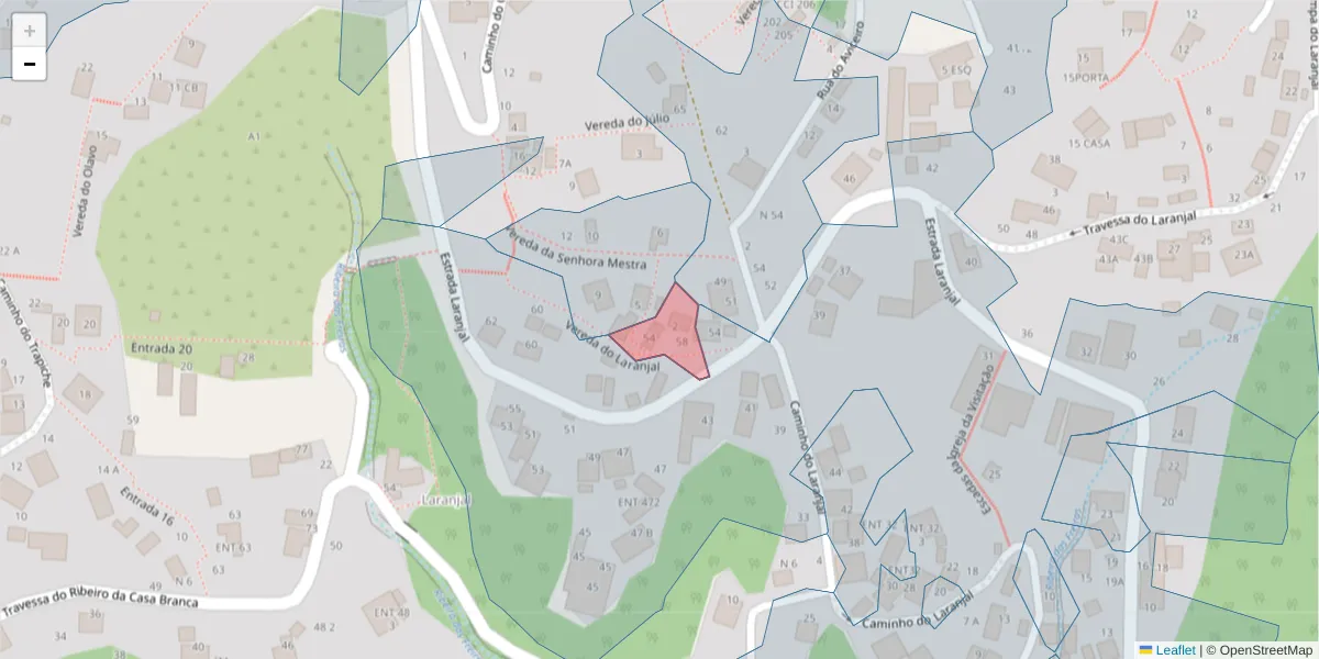 Mapa detalhado do código postal 9020-289 com limites, códigos postais vizinhos e agências dos correios