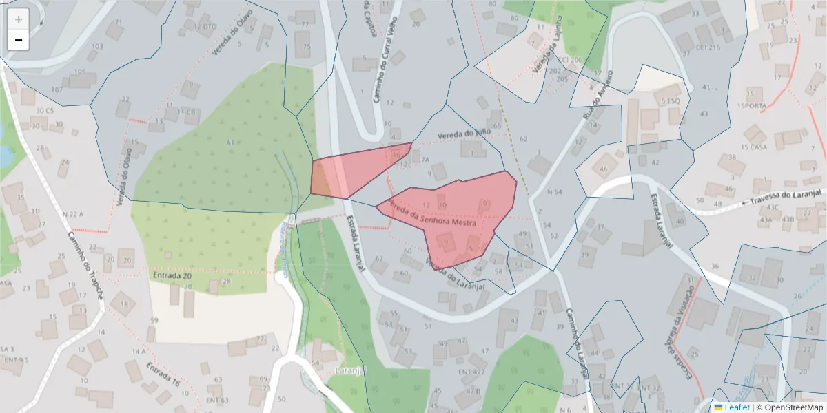 Mapa detalhado do código postal 9020-307 com limites, códigos postais vizinhos e agências dos correios