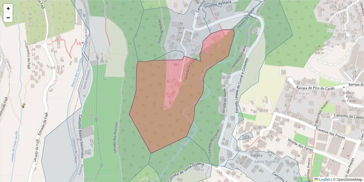 Mapa detalhado do código postal 9020-311 com limites, códigos postais vizinhos e agências dos correios