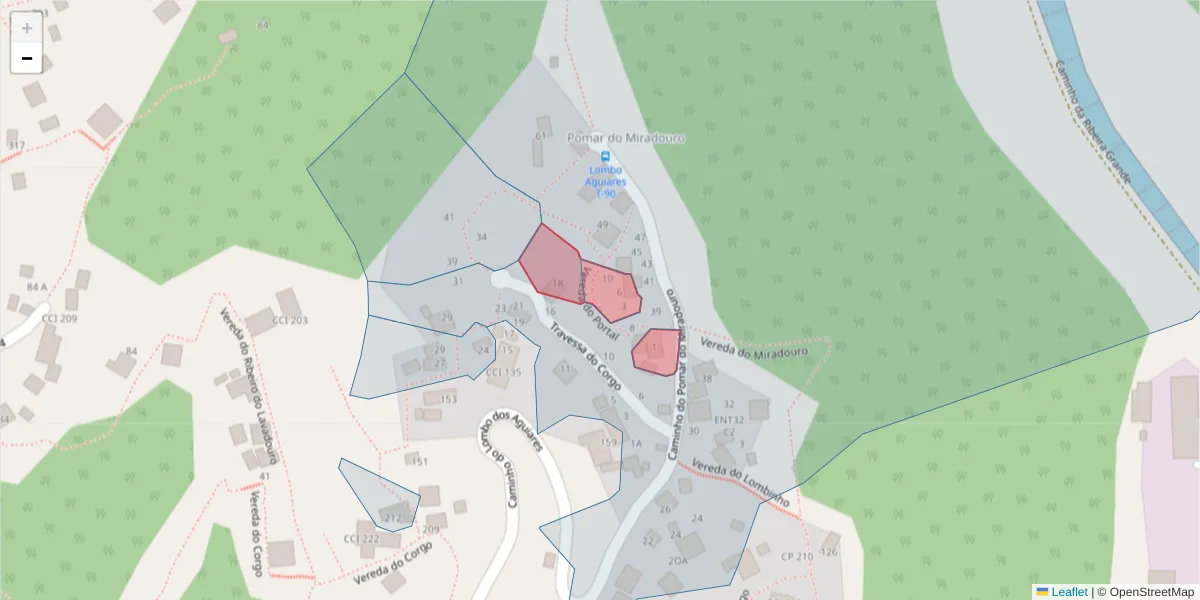Mapa detalhado do código postal 9020-326 com limites, códigos postais vizinhos e agências dos correios