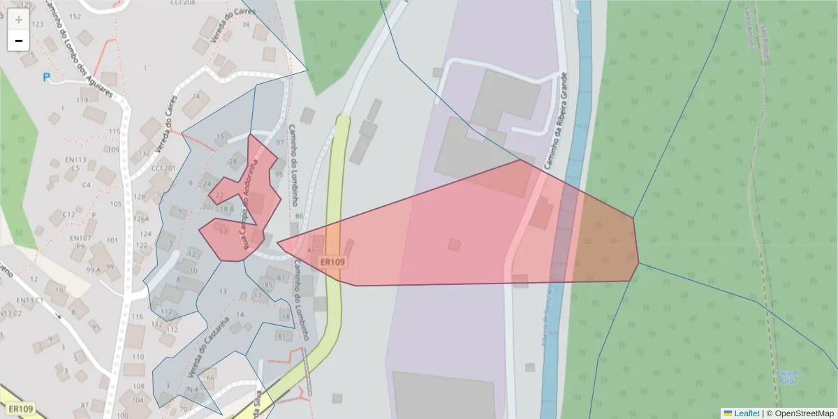 Mapa detalhado do código postal 9020-327 com limites, códigos postais vizinhos e agências dos correios