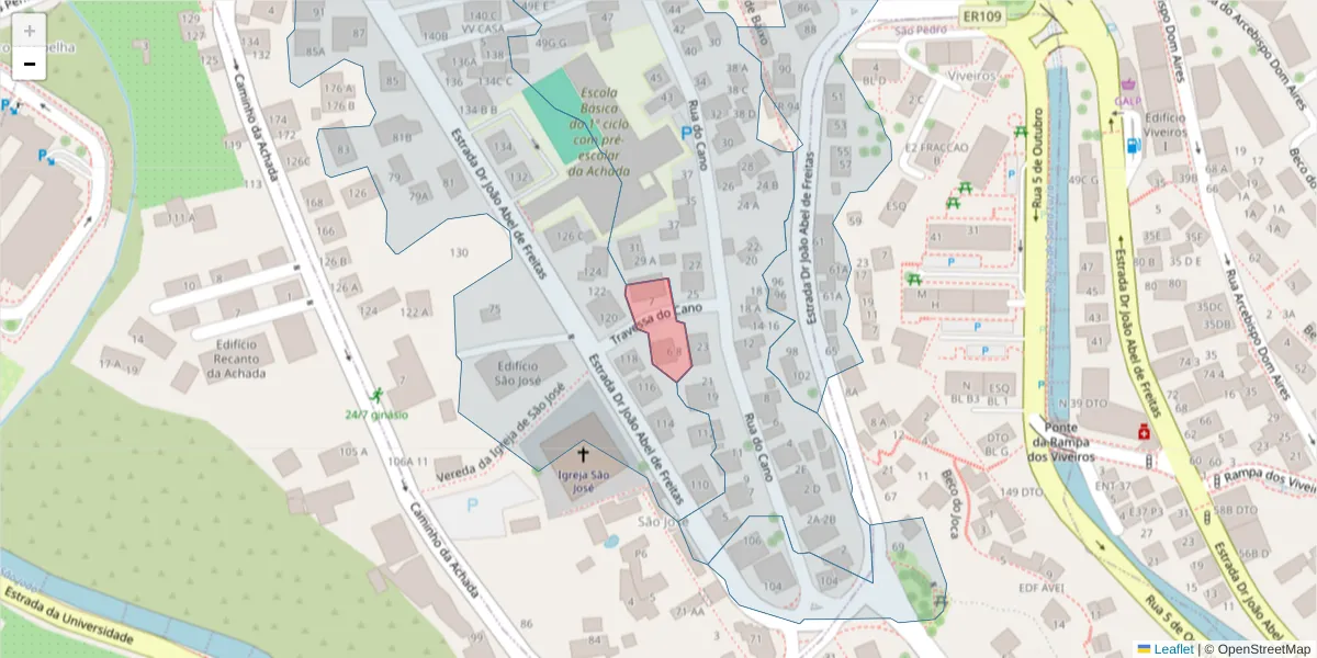 Mapa detalhado do código postal 9020-340 com limites, códigos postais vizinhos e agências dos correios