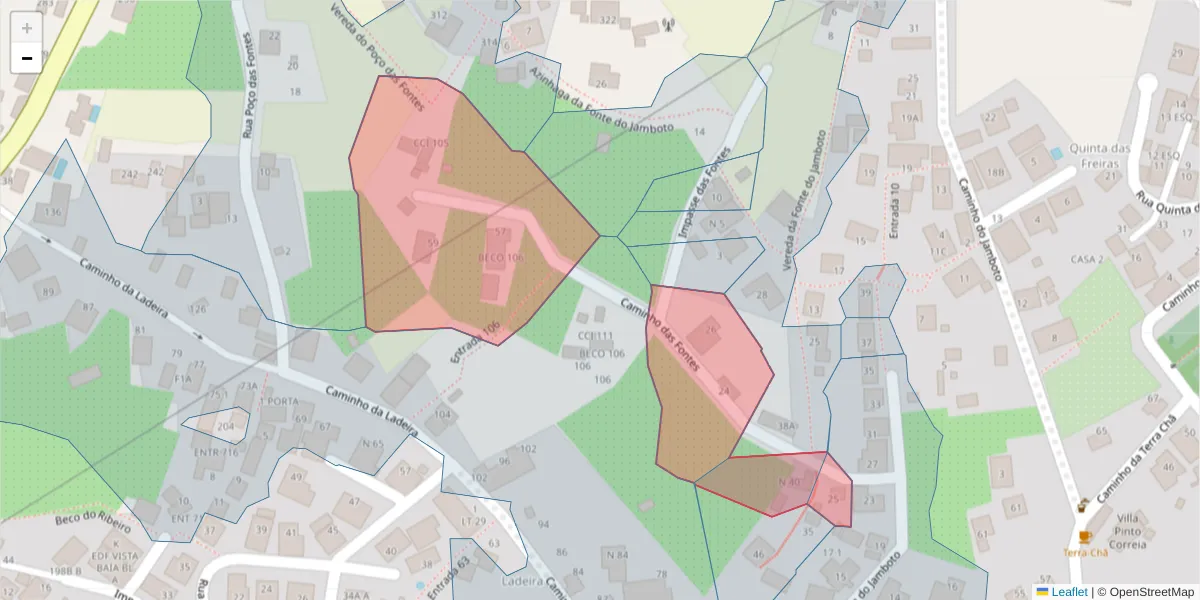 Mapa detalhado do código postal 9020-353 com limites, códigos postais vizinhos e agências dos correios