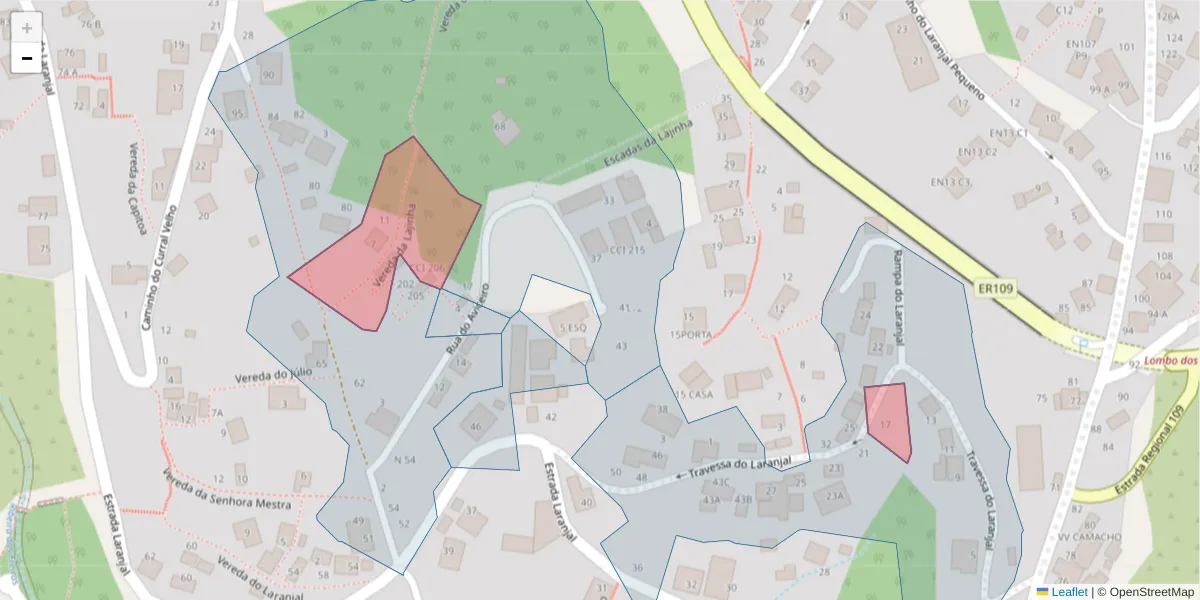 Mapa detalhado do código postal 9020-361 com limites, códigos postais vizinhos e agências dos correios