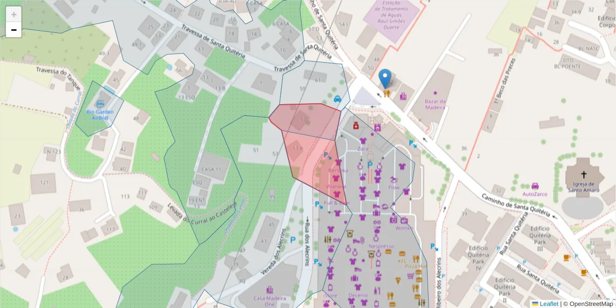 Mapa detalhado do código postal 9020-388 com limites, códigos postais vizinhos e agências dos correios