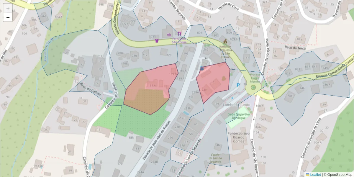 Mapa detalhado do código postal 9020-395 com limites, códigos postais vizinhos e agências dos correios