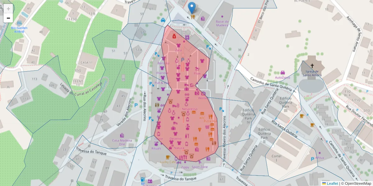 Mapa detalhado do código postal 9024-501 com limites, códigos postais vizinhos e agências dos correios