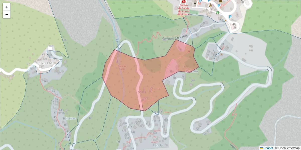 Mapa detalhado do código postal 9030-313 com limites, códigos postais vizinhos e agências dos correios