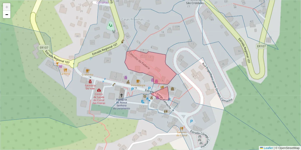 Mapa detalhado do código postal 9030-314 com limites, códigos postais vizinhos e agências dos correios