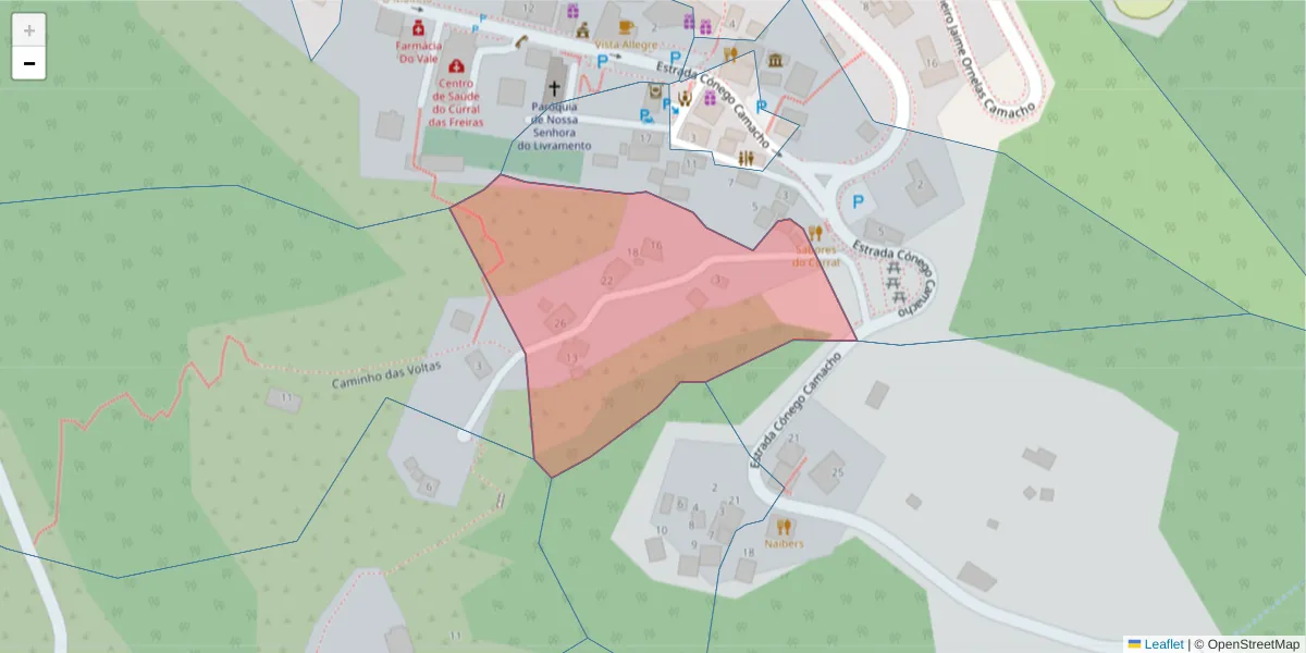 Mapa detalhado do código postal 9030-315 com limites, códigos postais vizinhos e agências dos correios