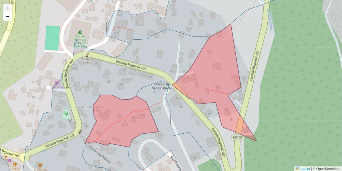 Mapa detalhado do código postal 9030-318 com limites, códigos postais vizinhos e agências dos correios
