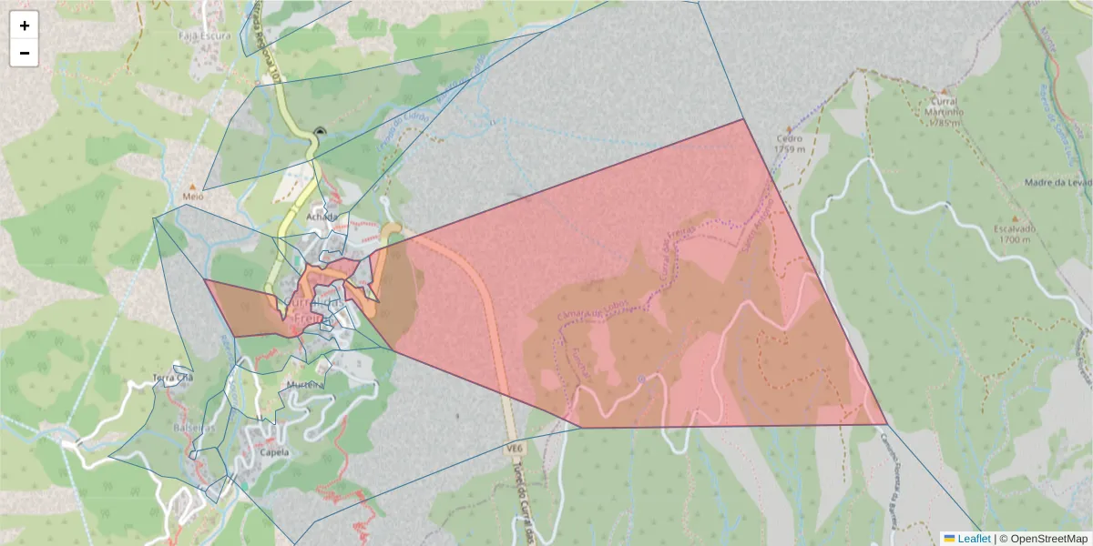 Mapa detalhado do código postal 9030-319 com limites, códigos postais vizinhos e agências dos correios