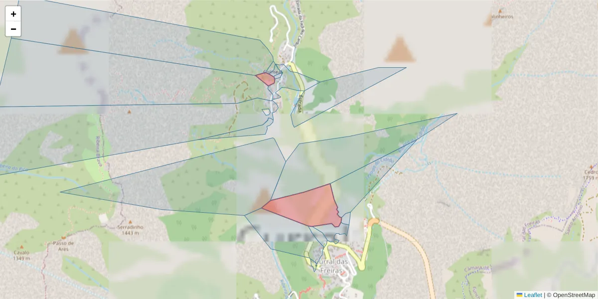 Mapa detalhado do código postal 9030-321 com limites, códigos postais vizinhos e agências dos correios