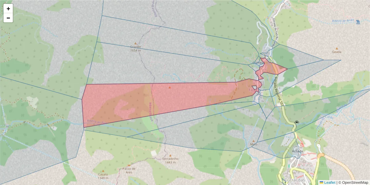Mapa detalhado do código postal 9030-325 com limites, códigos postais vizinhos e agências dos correios