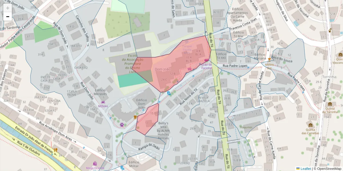 Mapa detalhado do código postal 9050-047 com limites, códigos postais vizinhos e agências dos correios