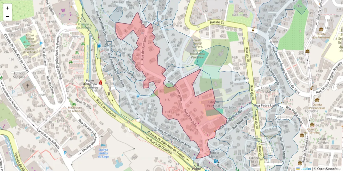 Mapa detalhado do código postal 9050-048 com limites, códigos postais vizinhos e agências dos correios