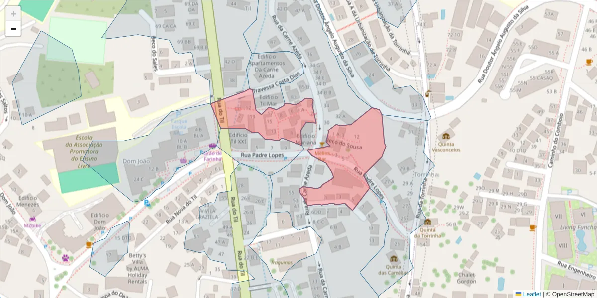 Mapa detalhado do código postal 9050-063 com limites, códigos postais vizinhos e agências dos correios