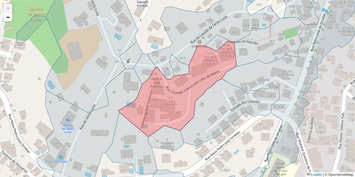 Mapa detalhado do código postal 9050-089 com limites, códigos postais vizinhos e agências dos correios