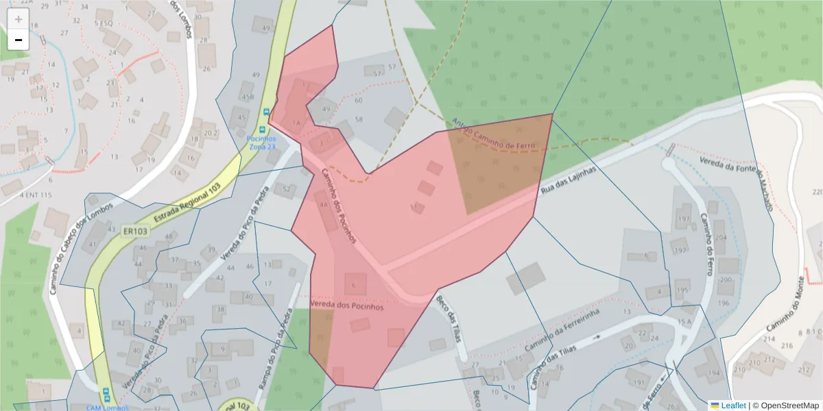 Mapa detalhado do código postal 9050-190 com limites, códigos postais vizinhos e agências dos correios