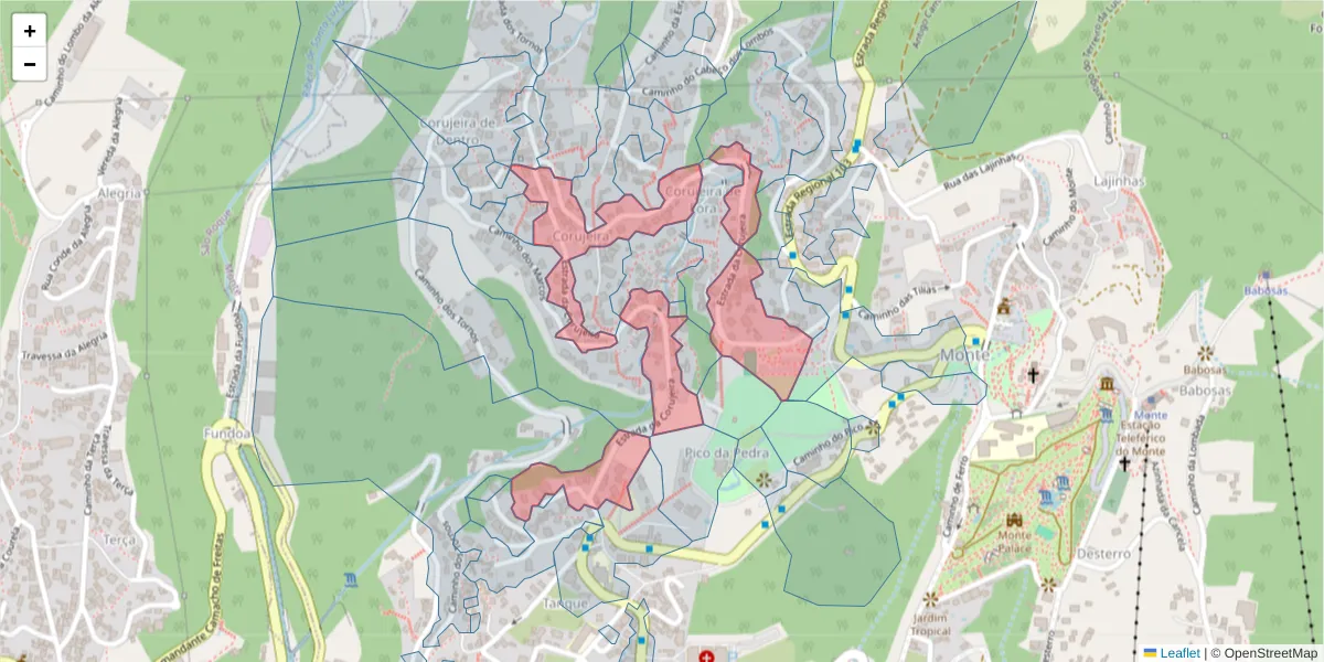 Mapa detalhado do código postal 9050-192 com limites, códigos postais vizinhos e agências dos correios