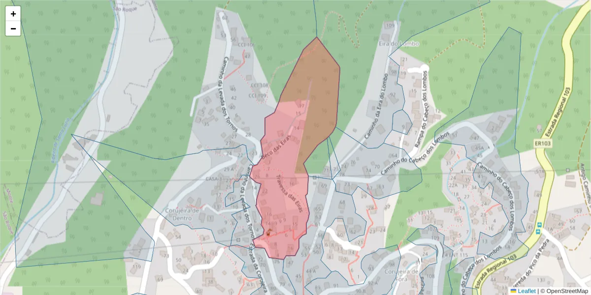 Mapa detalhado do código postal 9050-195 com limites, códigos postais vizinhos e agências dos correios