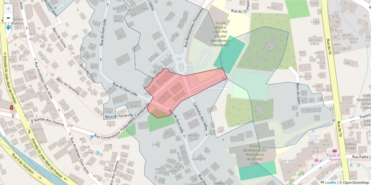 Mapa detalhado do código postal 9050-218 com limites, códigos postais vizinhos e agências dos correios