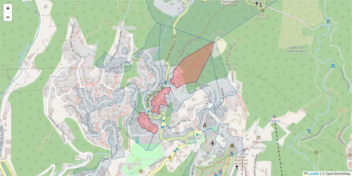 Mapa detalhado do código postal 9050-407 com limites, códigos postais vizinhos e agências dos correios