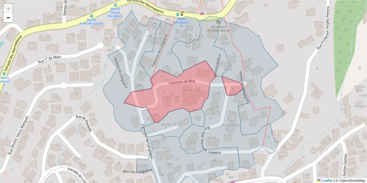 Mapa detalhado do código postal 9050-411 com limites, códigos postais vizinhos e agências dos correios