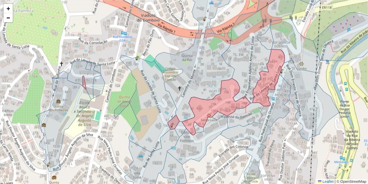 Mapa detalhado do código postal 9050-436 com limites, códigos postais vizinhos e agências dos correios