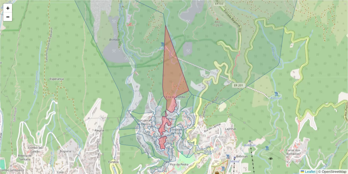 Mapa detalhado do código postal 9050-468 com limites, códigos postais vizinhos e agências dos correios
