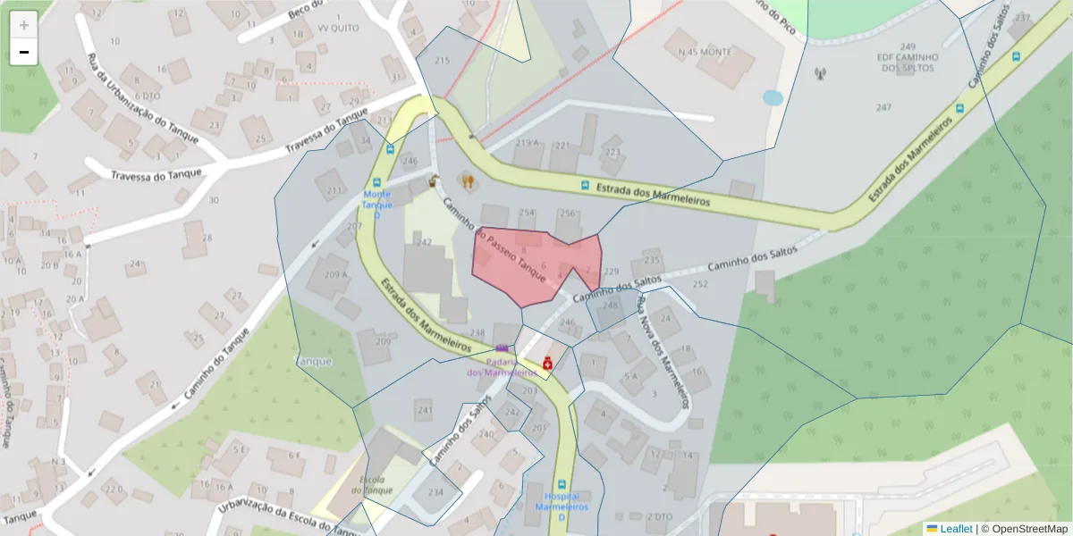 Mapa detalhado do código postal 9050-484 com limites, códigos postais vizinhos e agências dos correios