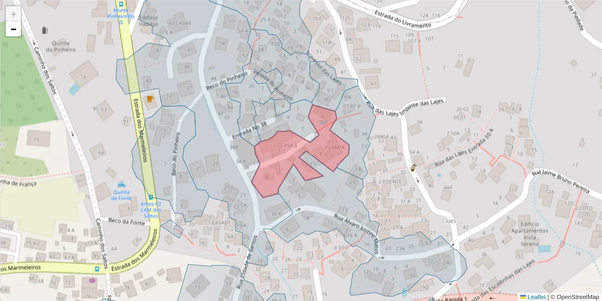 Mapa detalhado do código postal 9050-489 com limites, códigos postais vizinhos e agências dos correios