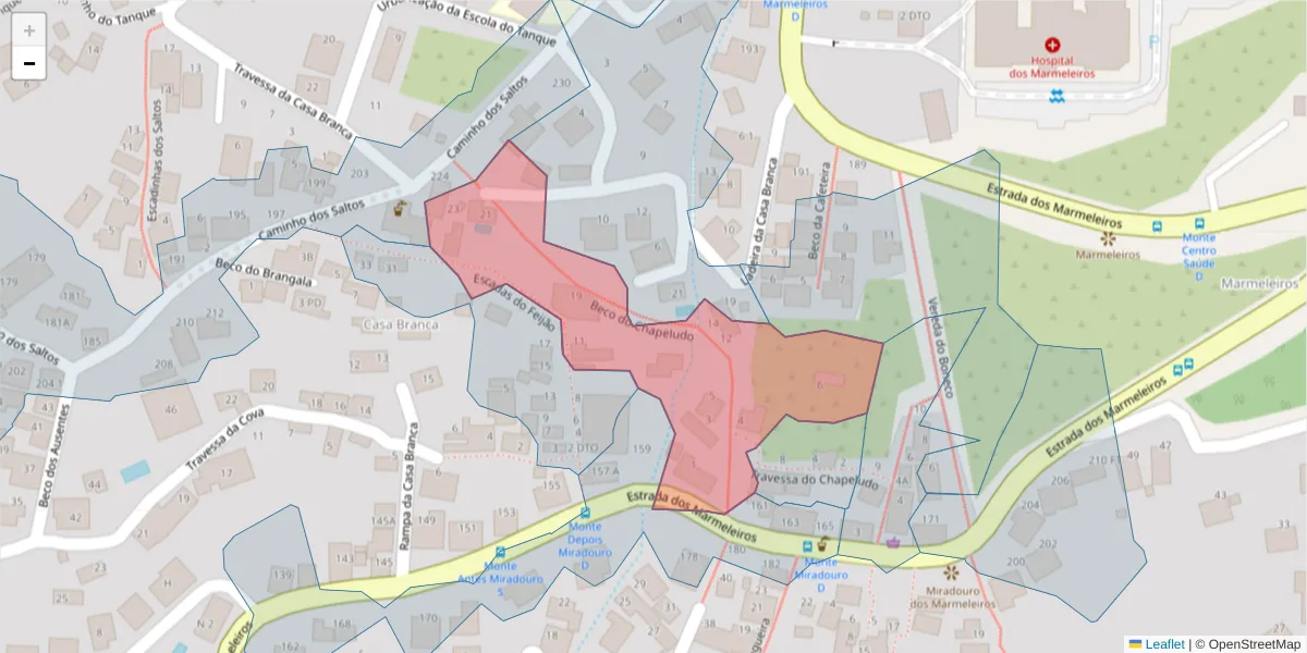 Mapa detalhado do código postal 9050-493 com limites, códigos postais vizinhos e agências dos correios