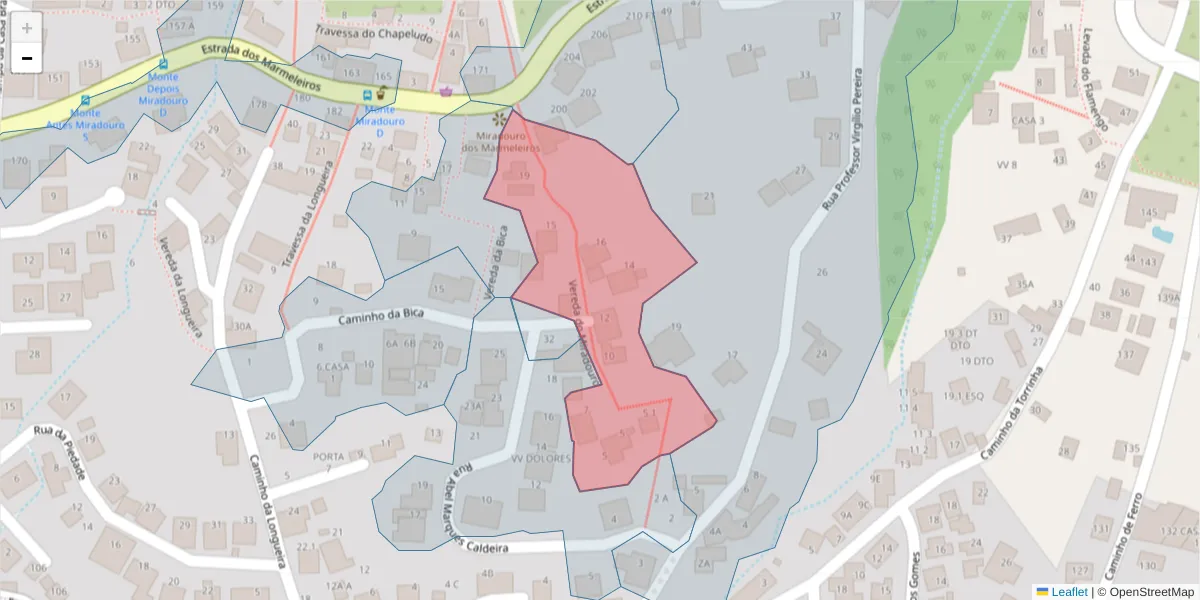 Mapa detalhado do código postal 9050-516 com limites, códigos postais vizinhos e agências dos correios