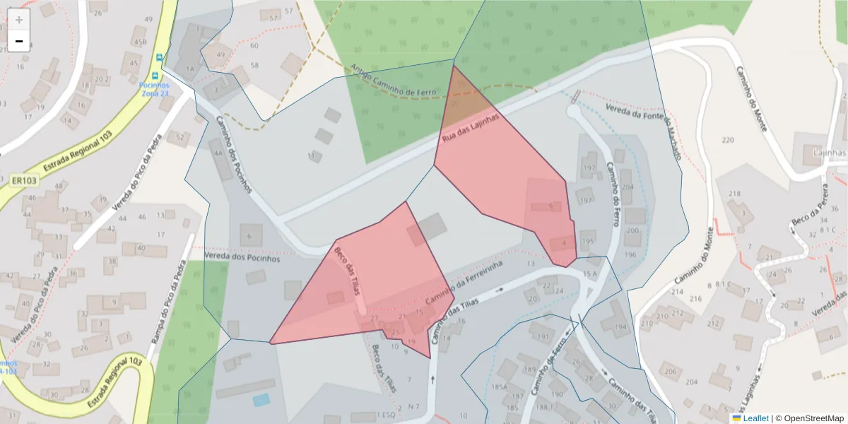 Mapa detalhado do código postal 9050-544 com limites, códigos postais vizinhos e agências dos correios
