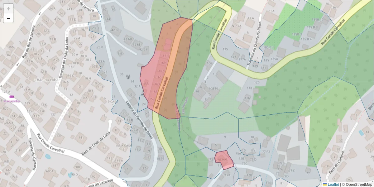 Mapa detalhado do código postal 9060-013 com limites, códigos postais vizinhos e agências dos correios