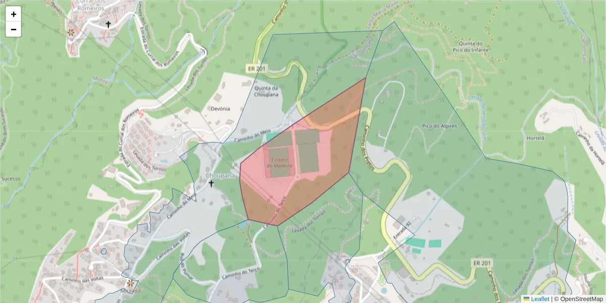 Mapa detalhado do código postal 9060-041 com limites, códigos postais vizinhos e agências dos correios