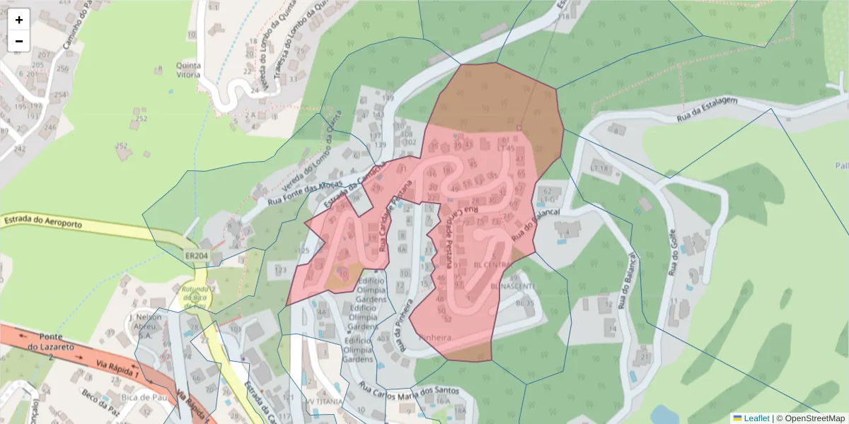 Mapa detalhado do código postal 9060-049 com limites, códigos postais vizinhos e agências dos correios