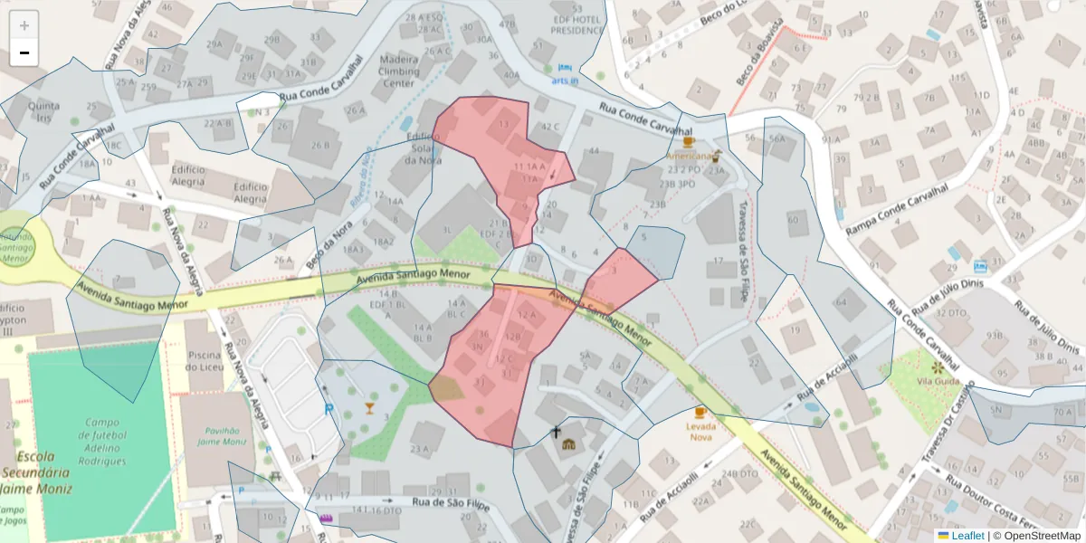 Mapa detalhado do código postal 9060-056 com limites, códigos postais vizinhos e agências dos correios