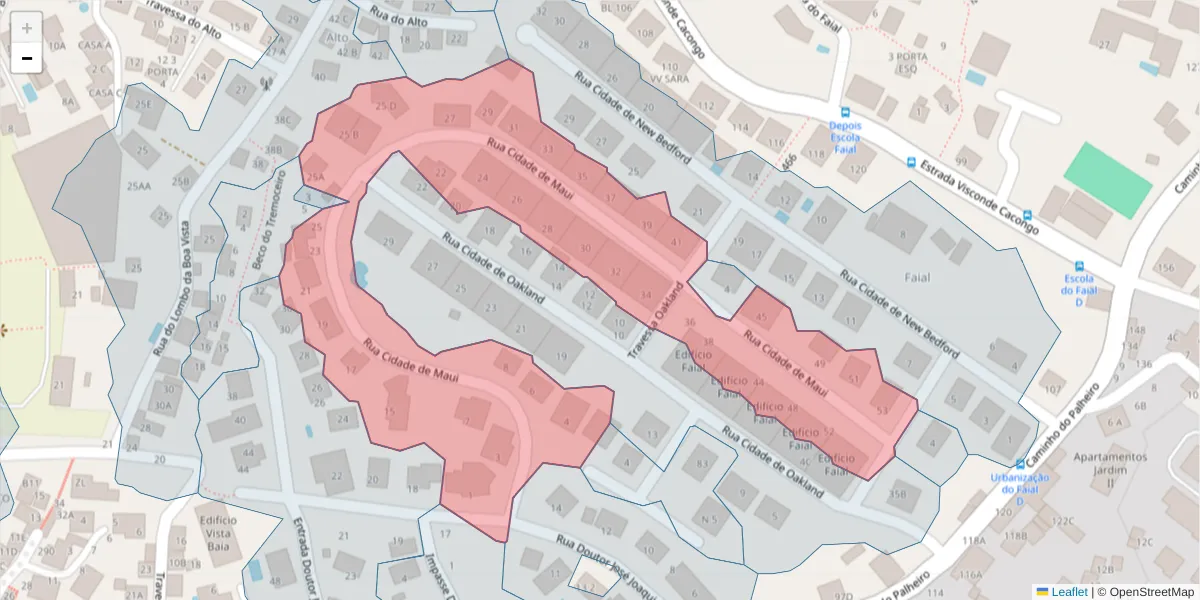 Mapa detalhado do código postal 9060-067 com limites, códigos postais vizinhos e agências dos correios