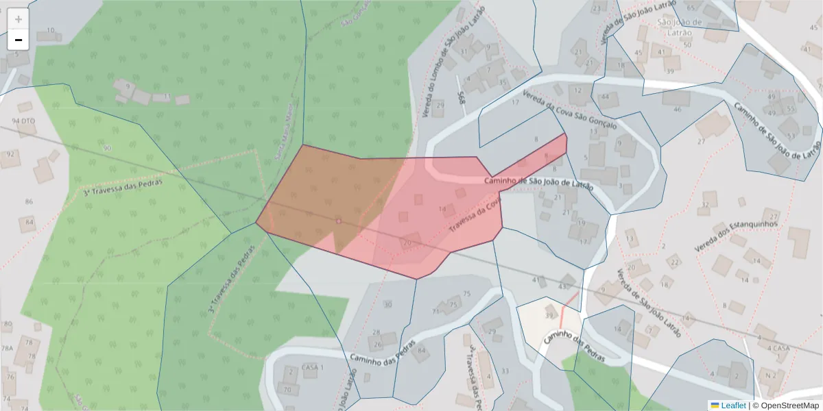 Mapa detalhado do código postal 9060-079 com limites, códigos postais vizinhos e agências dos correios