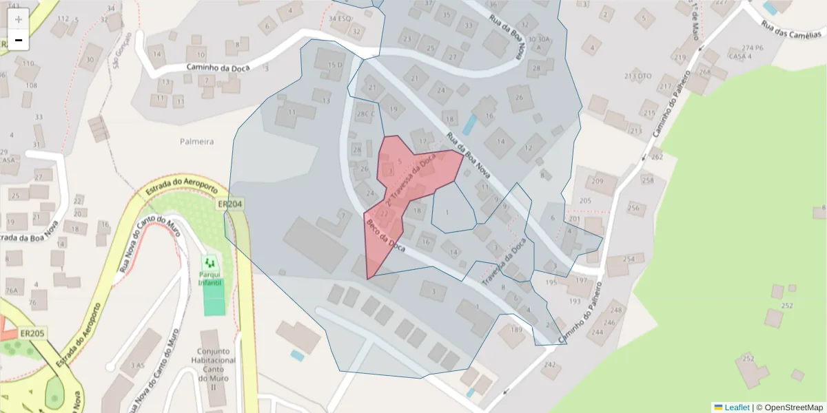 Mapa detalhado do código postal 9060-089 com limites, códigos postais vizinhos e agências dos correios