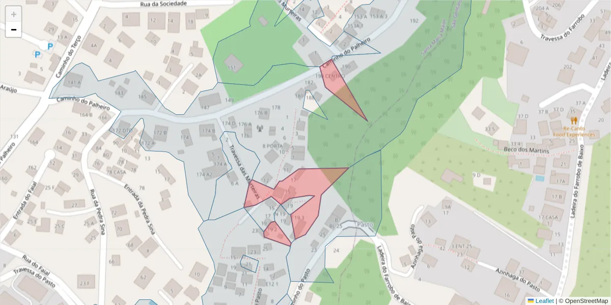 Mapa detalhado do código postal 9060-094 com limites, códigos postais vizinhos e agências dos correios