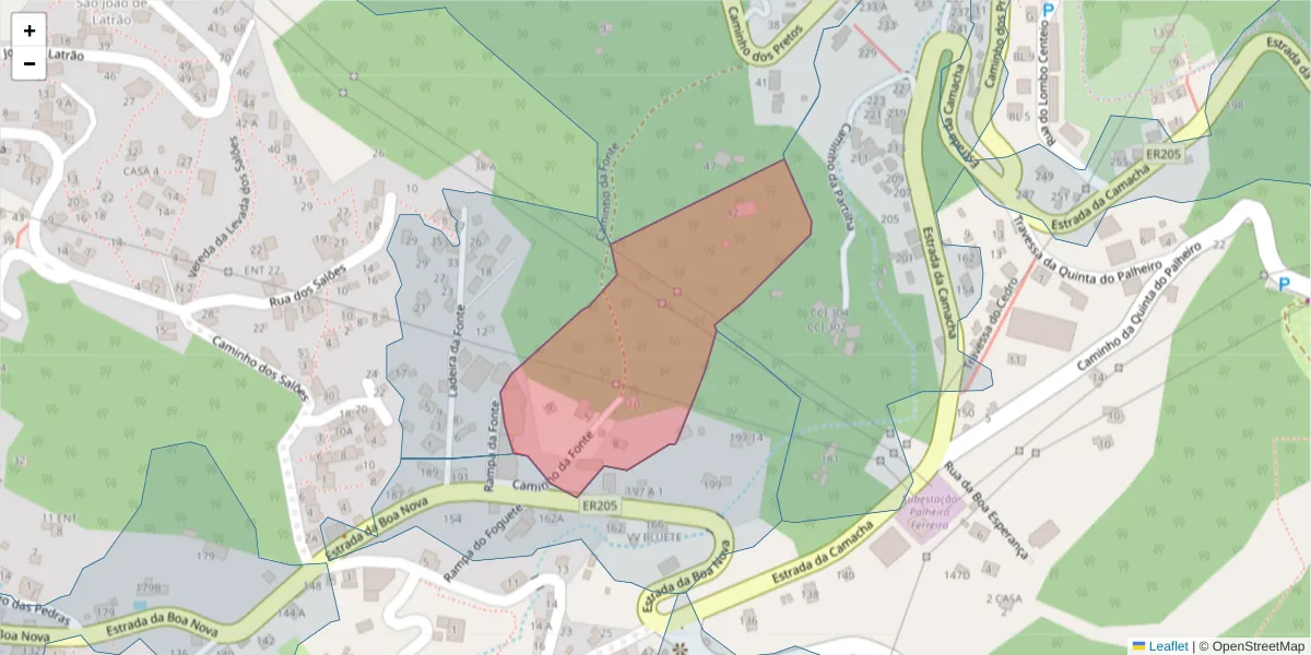 Mapa detalhado do código postal 9060-112 com limites, códigos postais vizinhos e agências dos correios