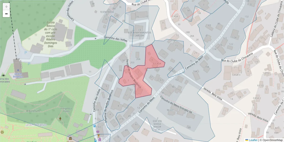 Mapa detalhado do código postal 9060-136 com limites, códigos postais vizinhos e agências dos correios