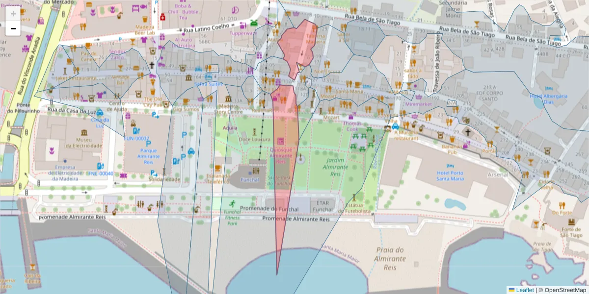 Mapa detalhado do código postal 9060-137 com limites, códigos postais vizinhos e agências dos correios