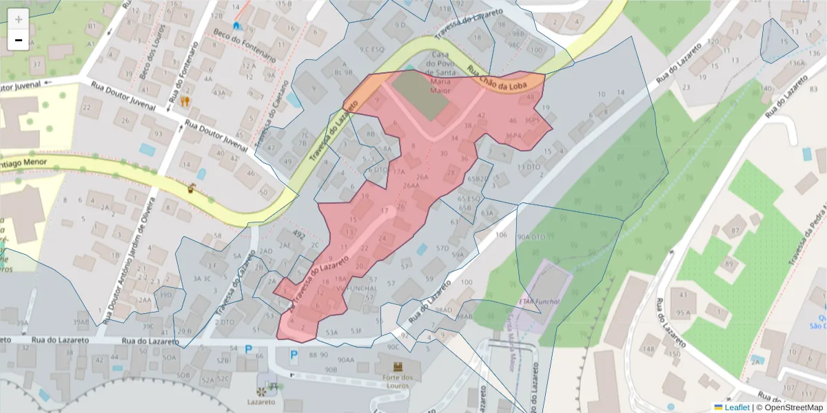 Mapa detalhado do código postal 9060-160 com limites, códigos postais vizinhos e agências dos correios